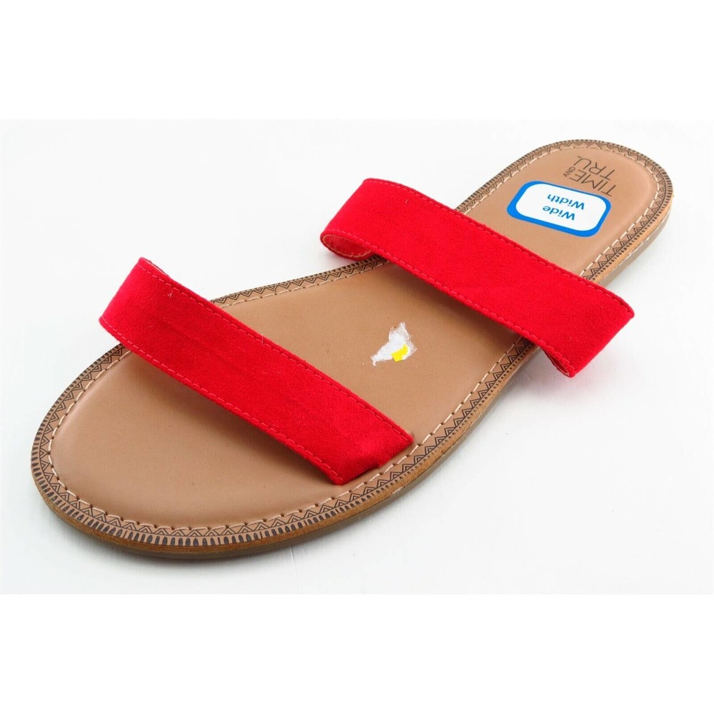 Time And Tru Size 8 W Red Slide Synthetic Women Sandal Shoes
